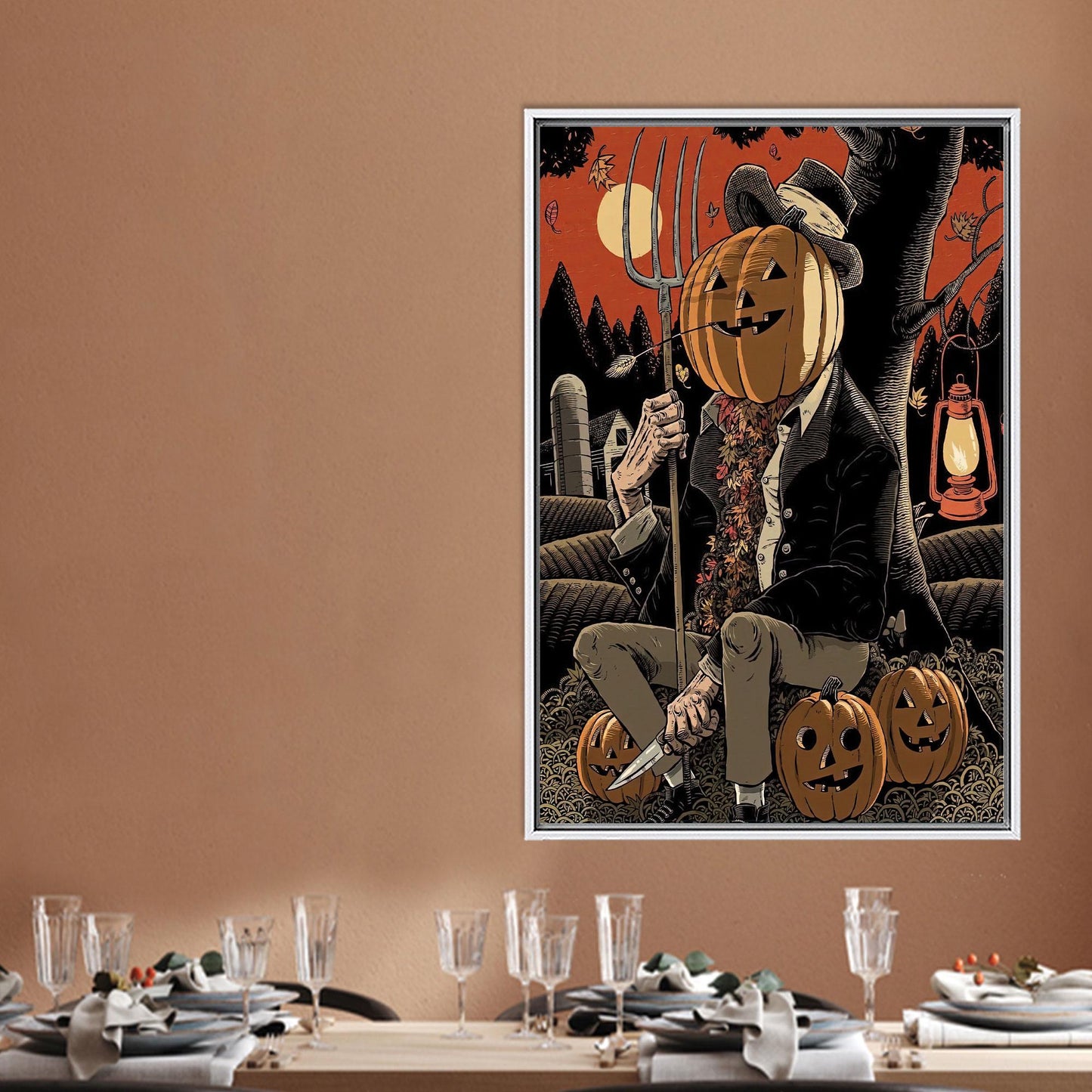 Pumpkin 3D Halloween Bridesmaid Canvas Print
