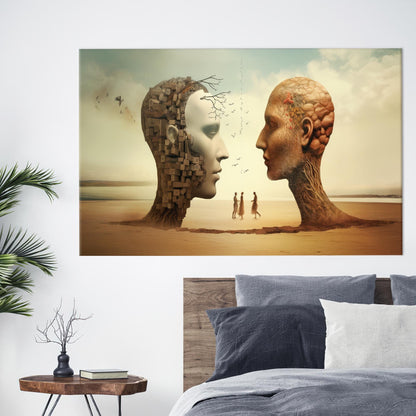 Surreal Heads Skull Castles Desert Canvas Print