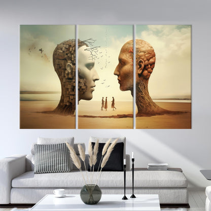 Surreal Heads Skull Castles Desert Canvas Print