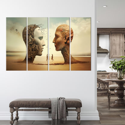 Surreal Heads Skull Castles Desert Canvas Print