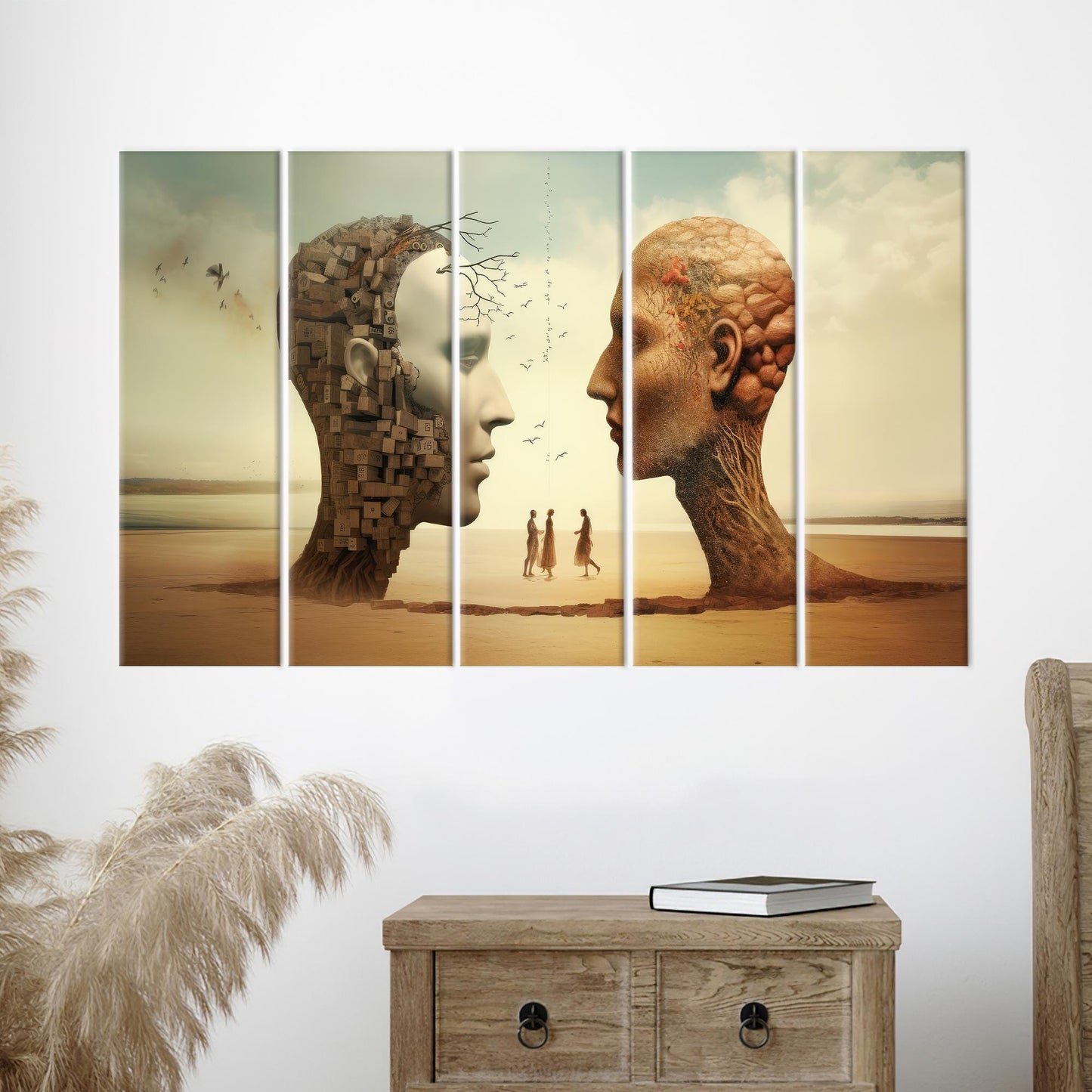 Surreal Heads Skull Castles Desert Canvas Print