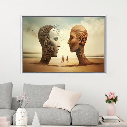 Surreal Heads Skull Castles Desert Canvas Print