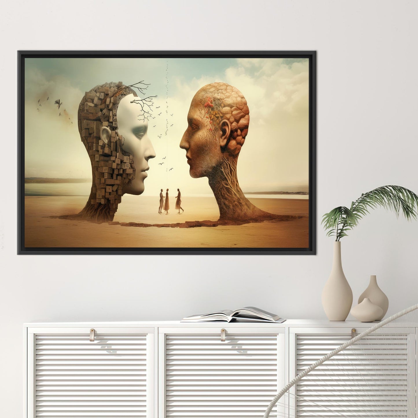 Surreal Heads Skull Castles Desert Canvas Print