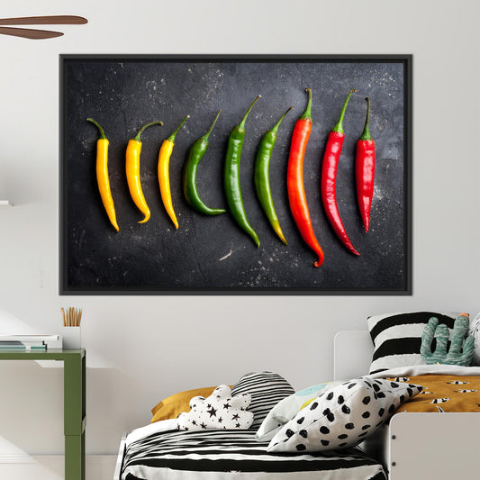 Pepper Printed Canvas, Modern Colorful Peppers Poster, Kitchen Wall Art, Contemporary Art Decor