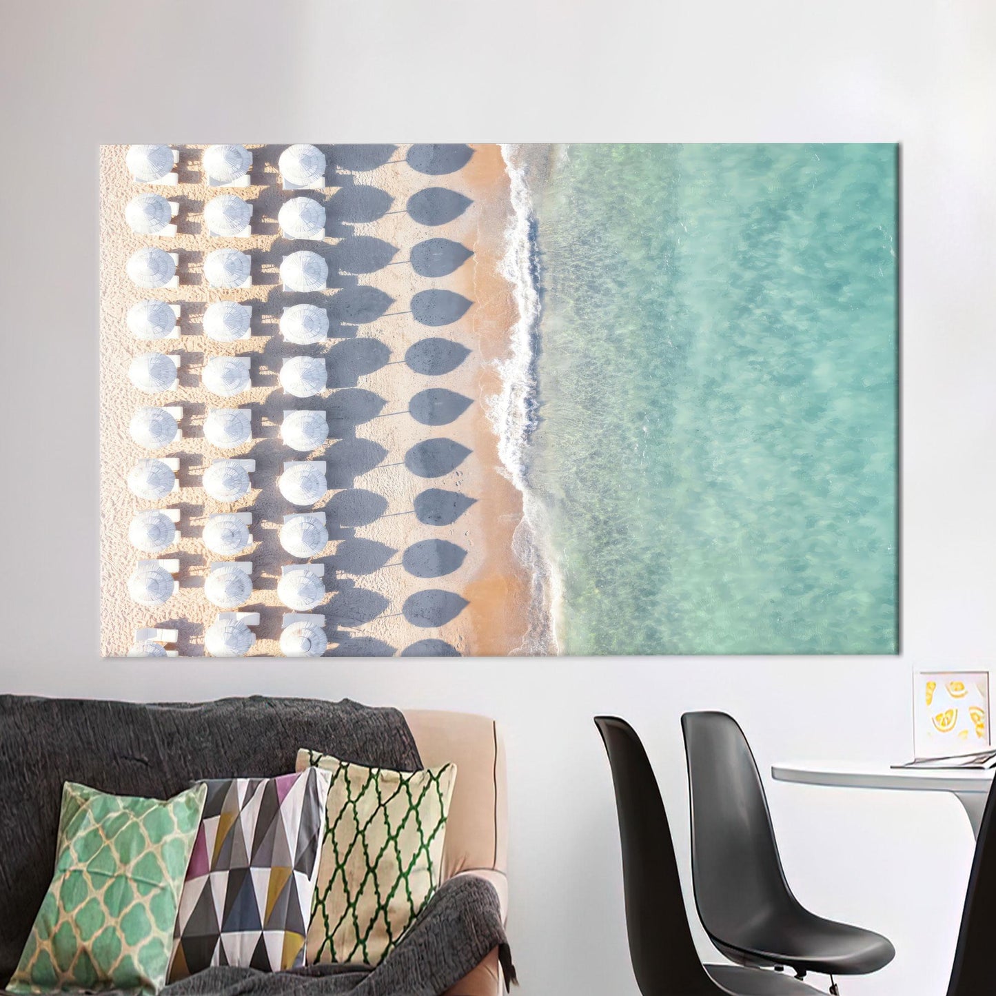 Beach With Umbrellas Canvas Decor - Coastal Art Canvas, Sea Wall Art, Personalized Gift Box