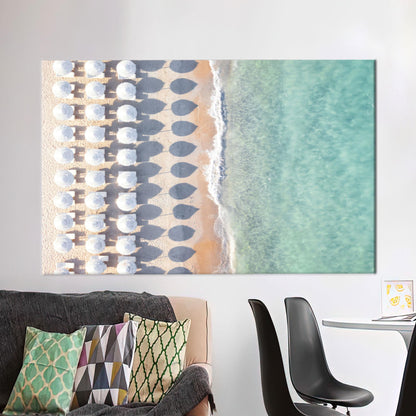 Beach With Umbrellas Canvas Decor - Coastal Art Canvas, Sea Wall Art, Personalized Gift Box