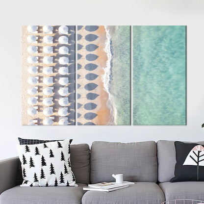 Beach With Umbrellas Canvas Decor - Coastal Art Canvas, Sea Wall Art, Personalized Gift Box