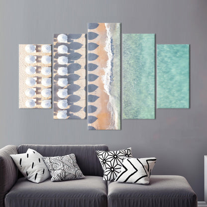 Beach With Umbrellas Canvas Decor - Coastal Art Canvas, Sea Wall Art, Personalized Gift Box
