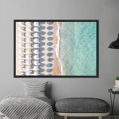 Beach With Umbrellas Canvas Decor - Coastal Art Canvas, Sea Wall Art, Personalized Gift Box