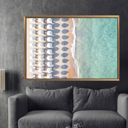 Beach With Umbrellas Canvas Decor - Coastal Art Canvas, Sea Wall Art, Personalized Gift Box