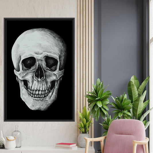 Modern Black Skull Artwork Canvas Print, Man Cave Wall Decor, Personalized Gift for Dad