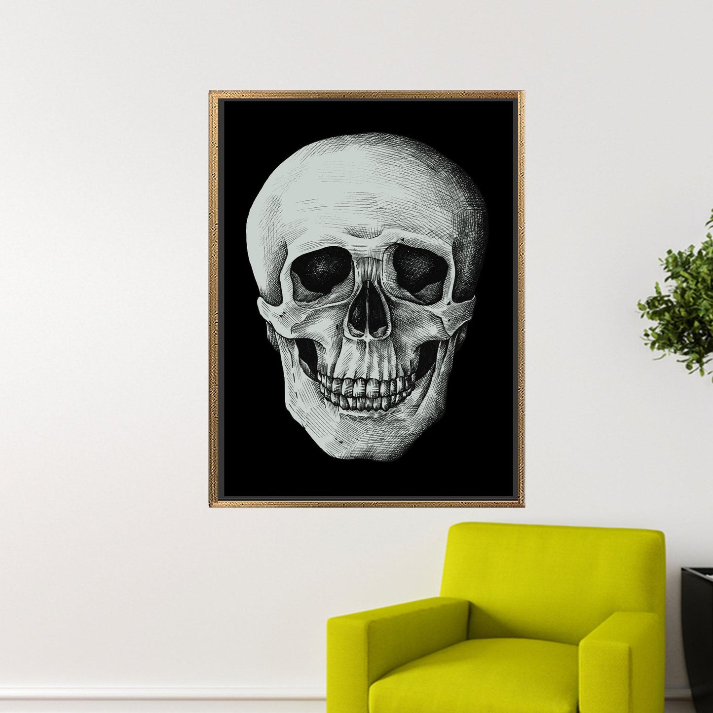 Modern Black Skull Artwork Canvas Print, Man Cave Wall Decor, Personalized Gift for Dad