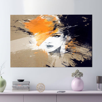 Brown Woman Painting Minimalist Office Canvas Print