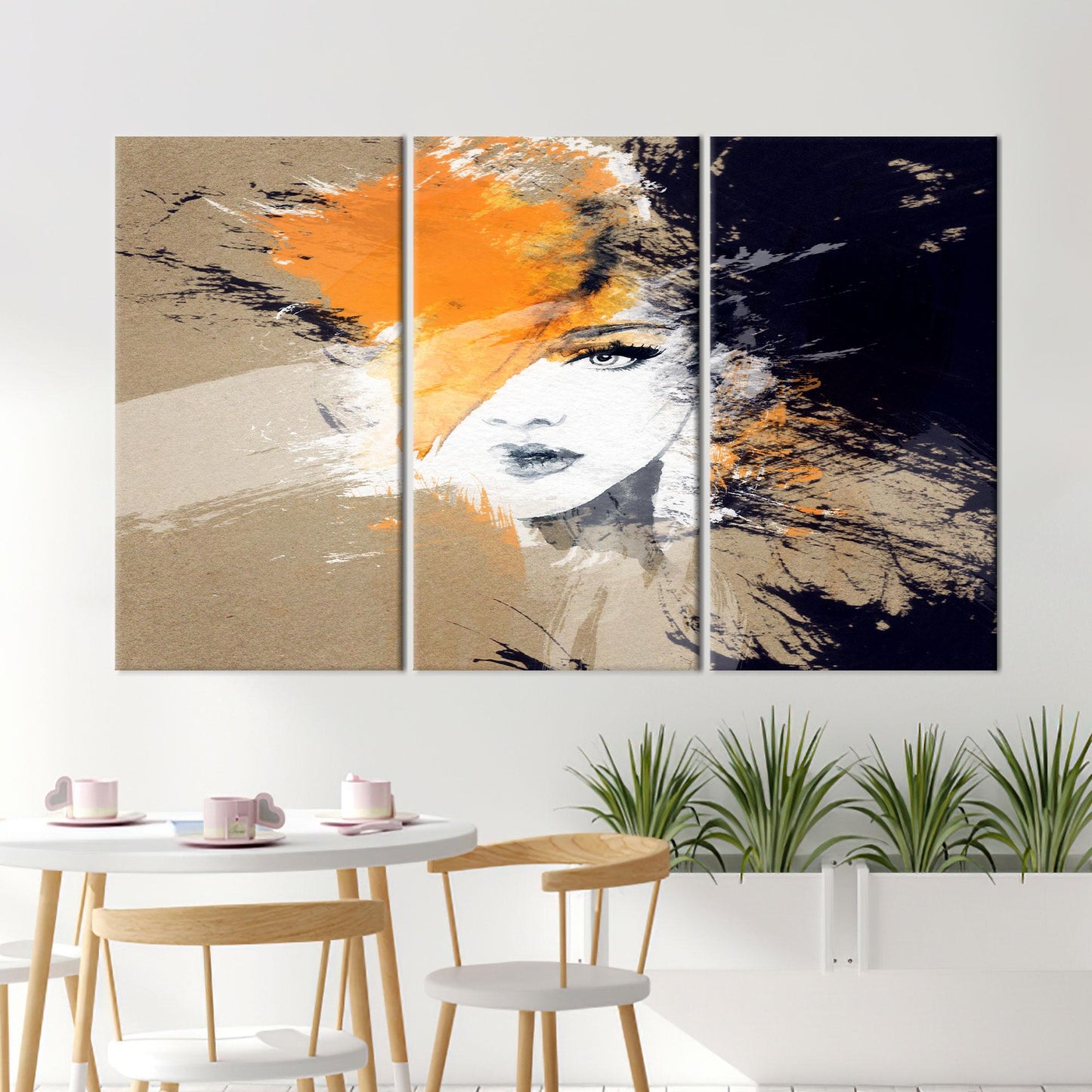 Brown Woman Painting Minimalist Office Canvas Print