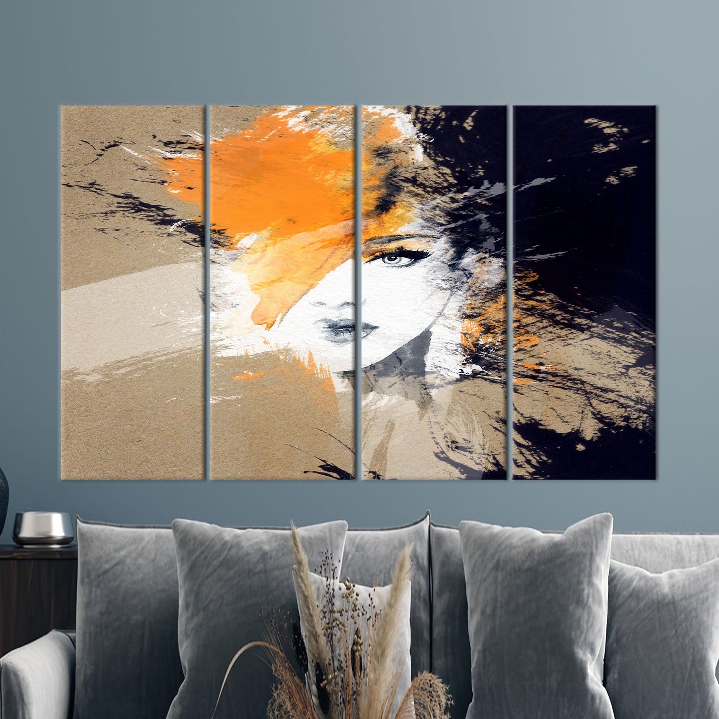 Brown Woman Painting Minimalist Office Canvas Print