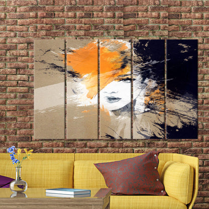 Brown Woman Painting Minimalist Office Canvas Print