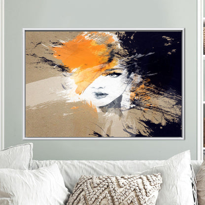 Brown Woman Painting Minimalist Office Canvas Print