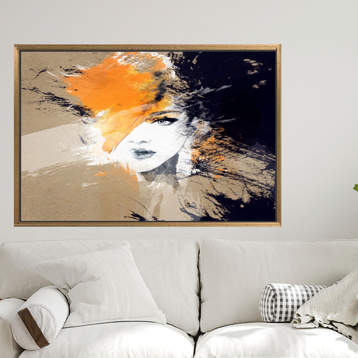 Brown Woman Painting Minimalist Office Canvas Print