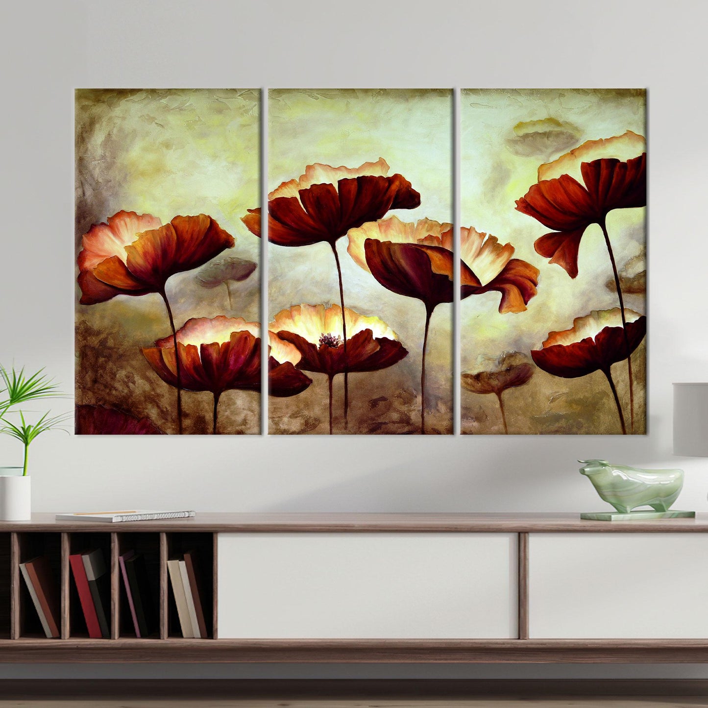 Modern Floral Canvas Print, Trendy Botanical Wall Art, Minimalist Flowers Painting, Personalized