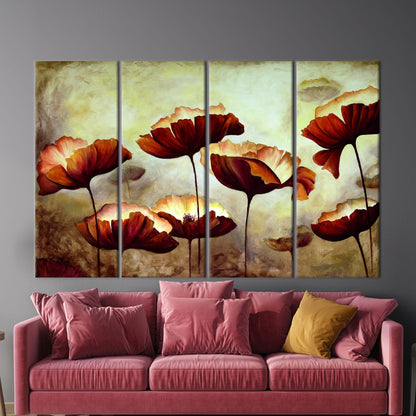 Modern Floral Canvas Print, Trendy Botanical Wall Art, Minimalist Flowers Painting, Personalized