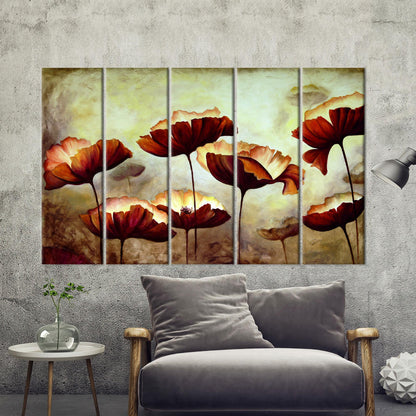 Modern Floral Canvas Print, Trendy Botanical Wall Art, Minimalist Flowers Painting, Personalized