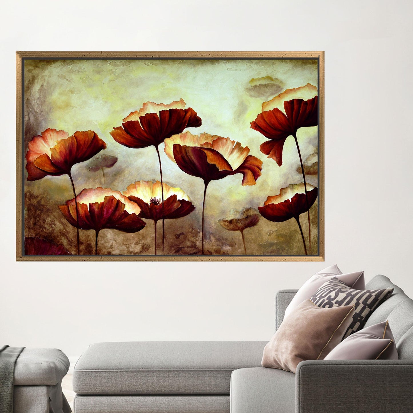 Modern Floral Canvas Print, Trendy Botanical Wall Art, Minimalist Flowers Painting, Personalized
