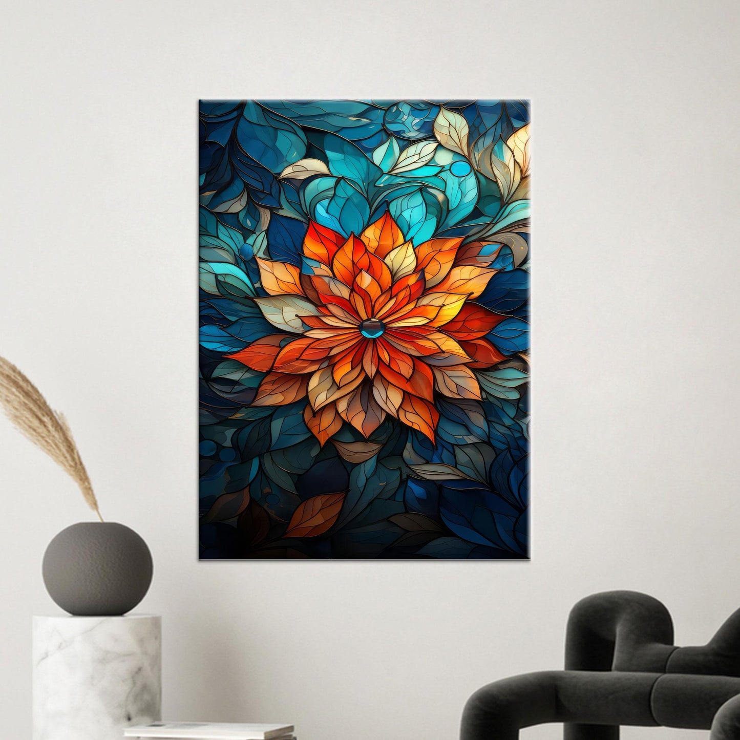 Blue Stained Hangings Living Colorful Canvas Print
