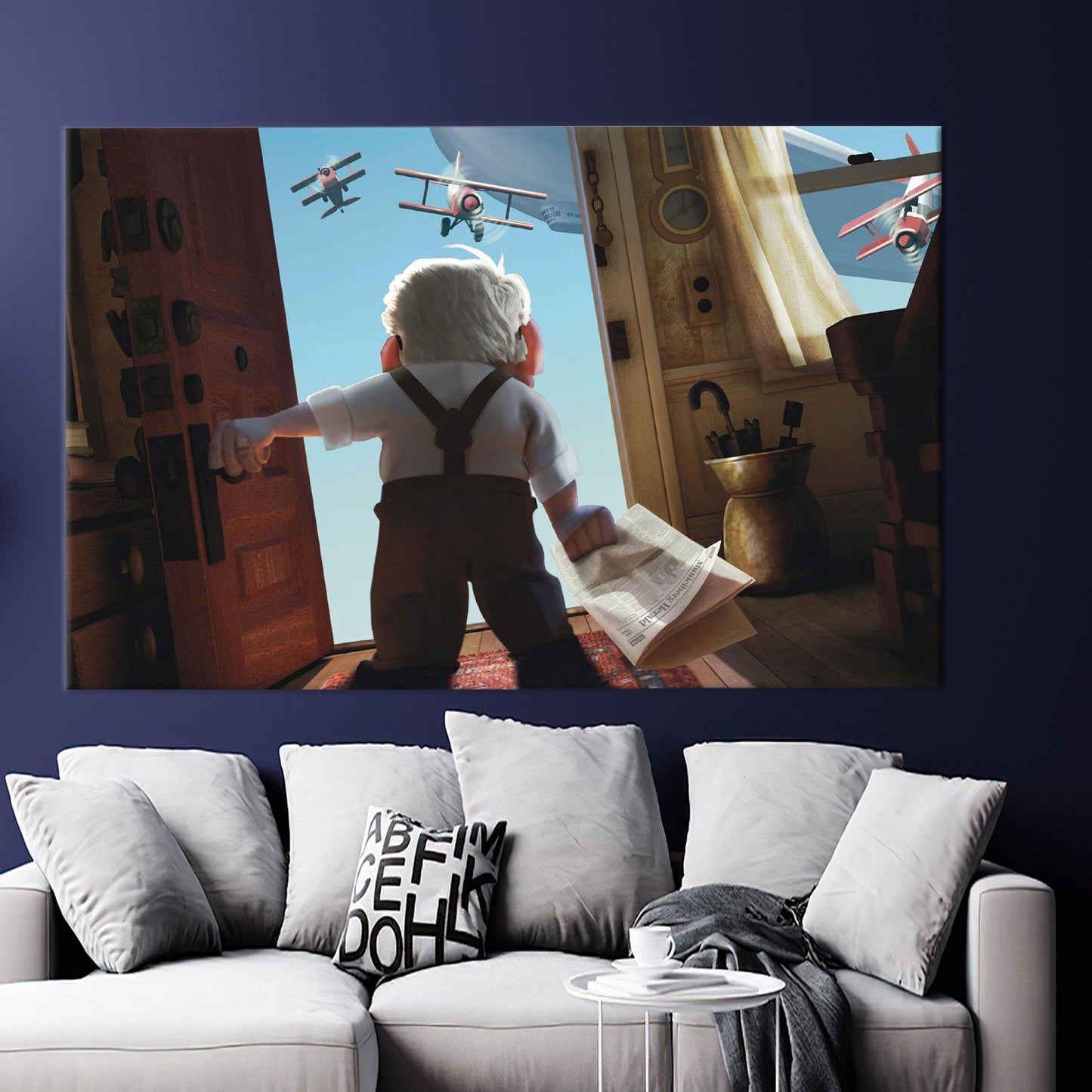 Modern Carl Fredricksen Canvas Decor: Personalized Cartoon Wall Art for Kids Room
