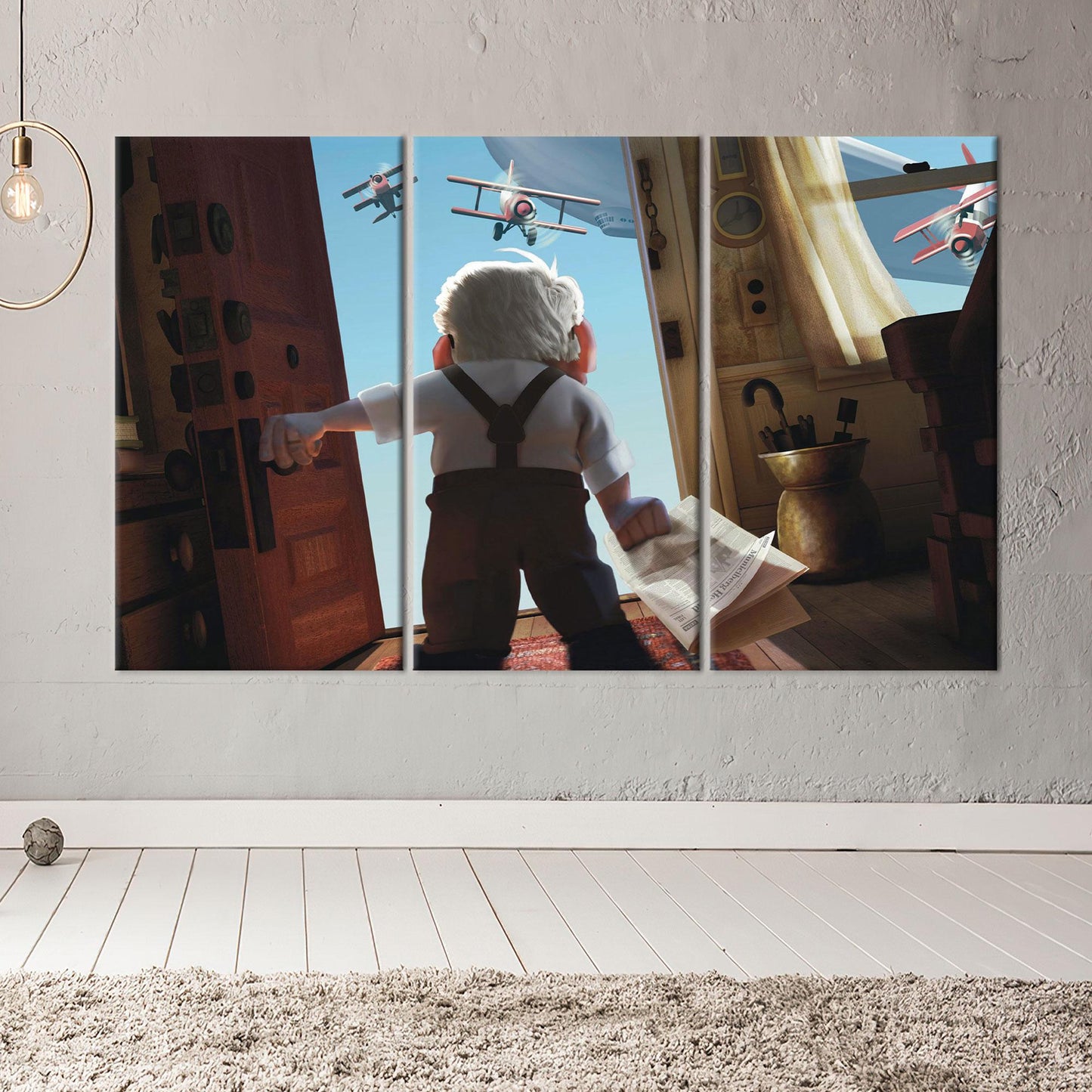 Modern Carl Fredricksen Canvas Decor: Personalized Cartoon Wall Art for Kids Room