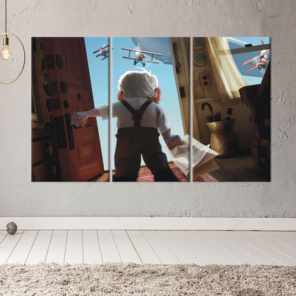Modern Carl Fredricksen Canvas Decor: Personalized Cartoon Wall Art for Kids Room