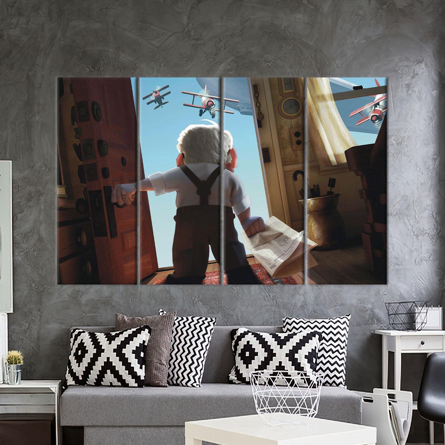 Modern Carl Fredricksen Canvas Decor: Personalized Cartoon Wall Art for Kids Room