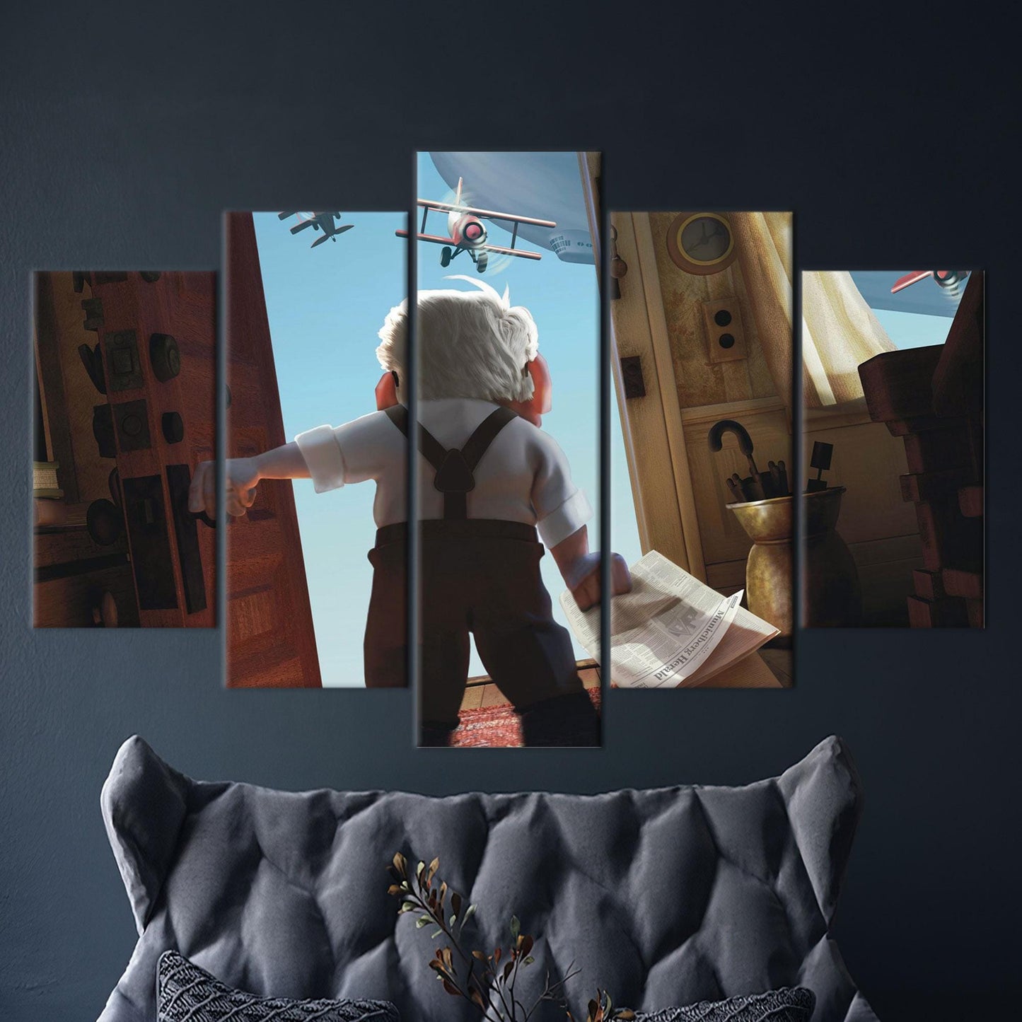 Modern Carl Fredricksen Canvas Decor: Personalized Cartoon Wall Art for Kids Room