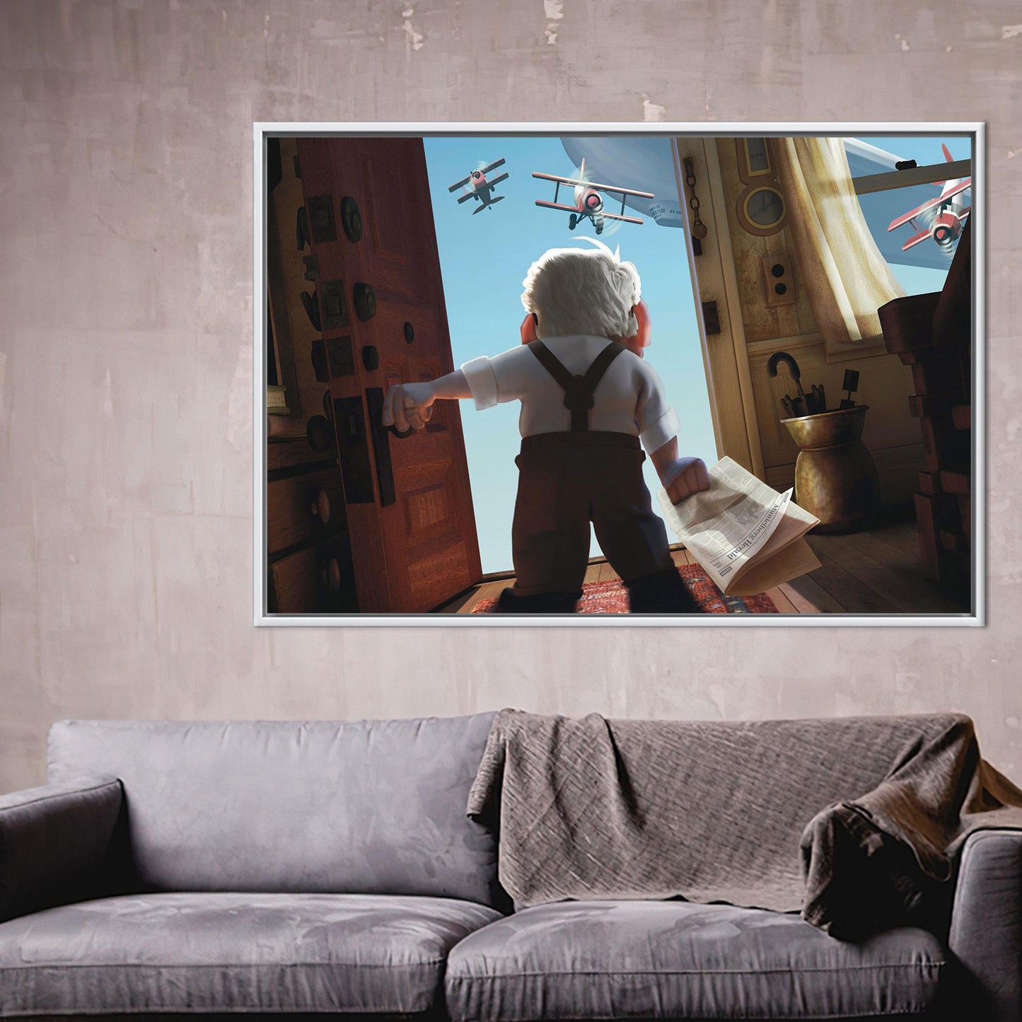 Modern Carl Fredricksen Canvas Decor: Personalized Cartoon Wall Art for Kids Room