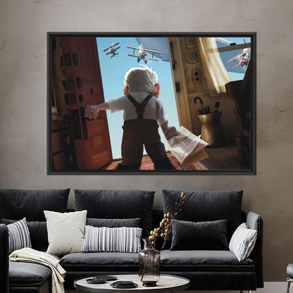 Modern Carl Fredricksen Canvas Decor: Personalized Cartoon Wall Art for Kids Room