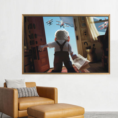 Modern Carl Fredricksen Canvas Decor: Personalized Cartoon Wall Art for Kids Room