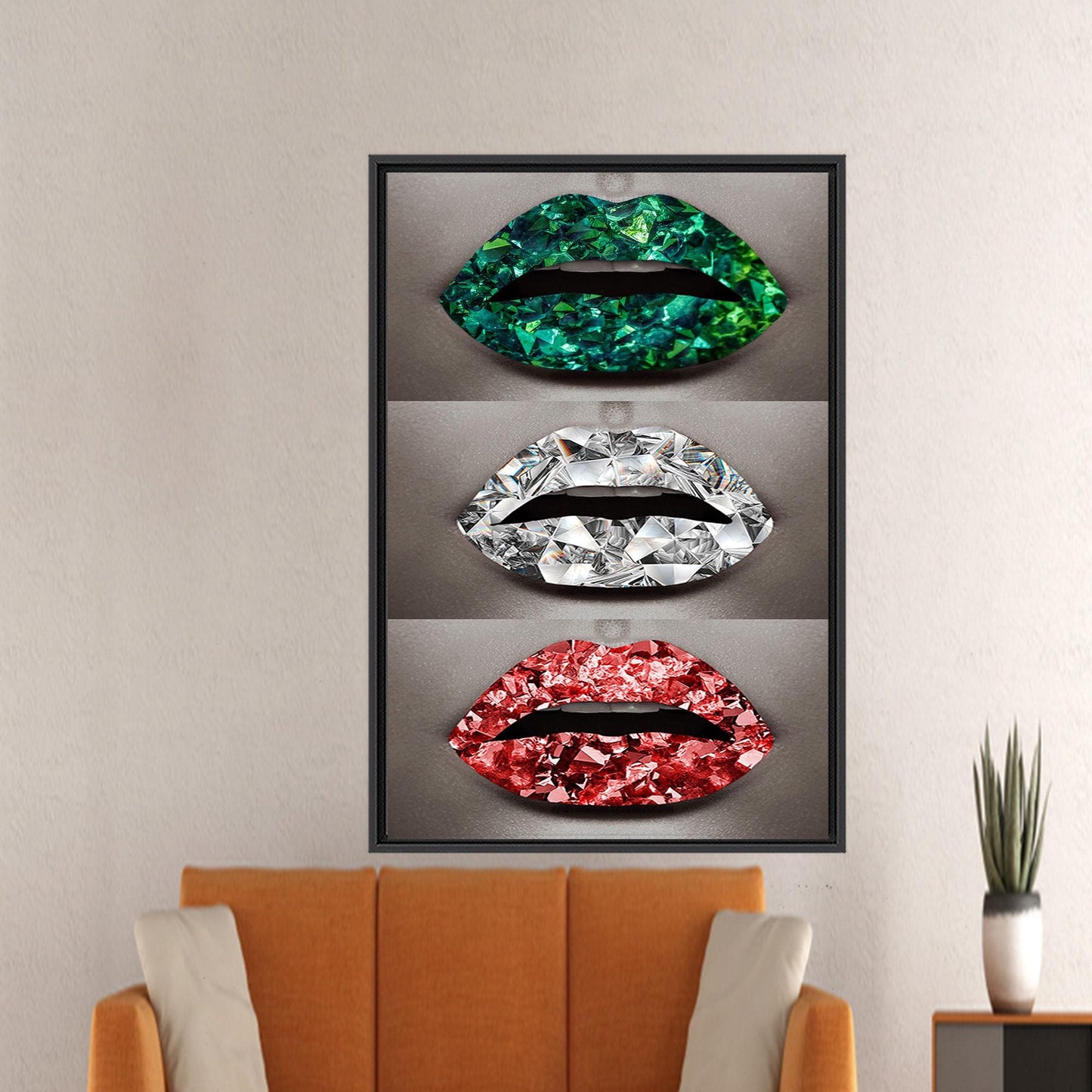 Three Shimmery Lip Bedroom Canvas Print