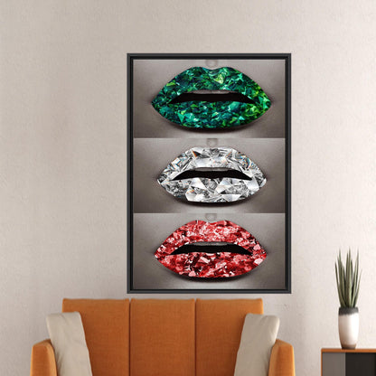 Three Shimmery Lip Bedroom Canvas Print