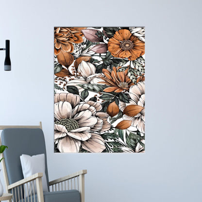 Flowers Pattern Gradient Colors Botanical Canvas Print