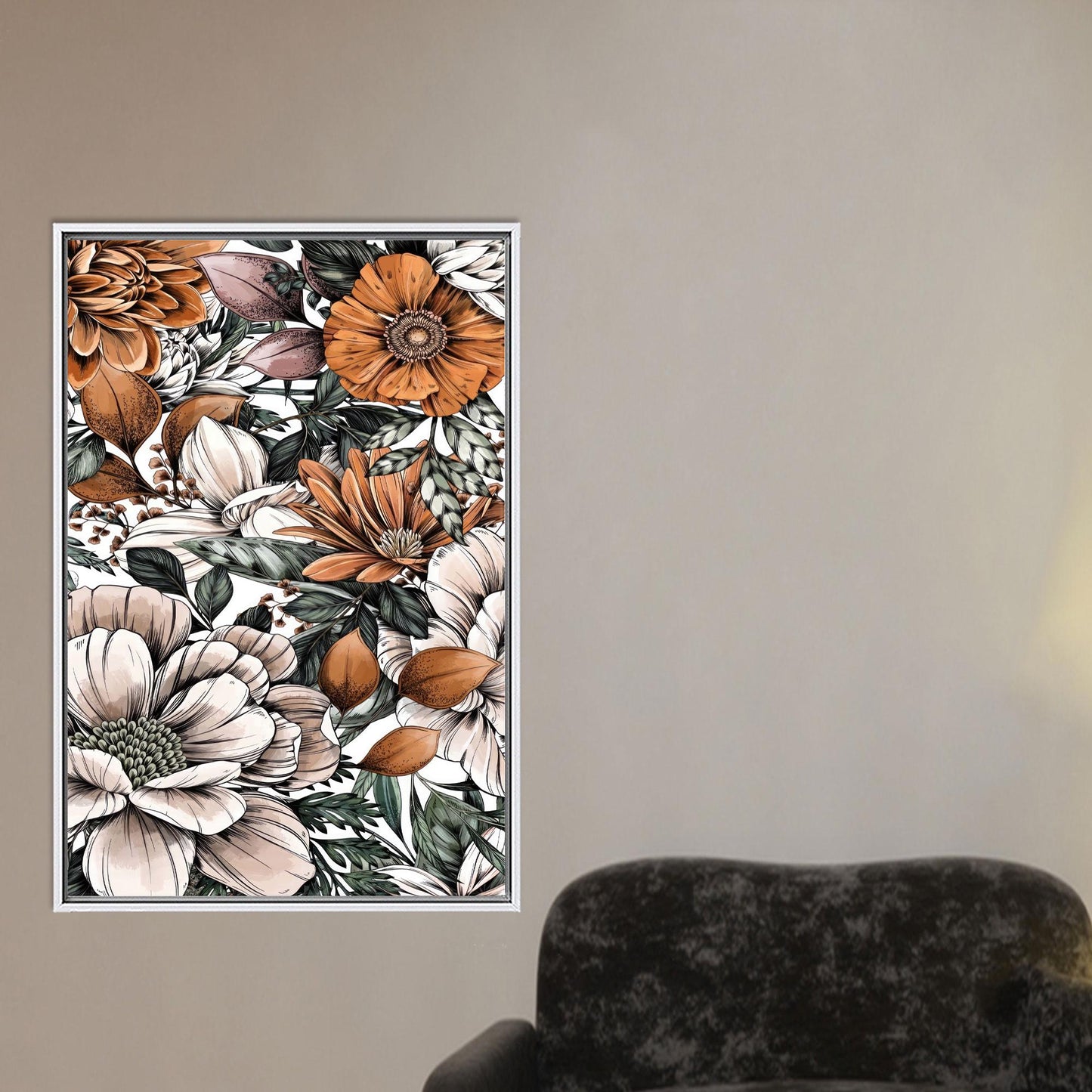 Flowers Pattern Gradient Colors Botanical Canvas Print