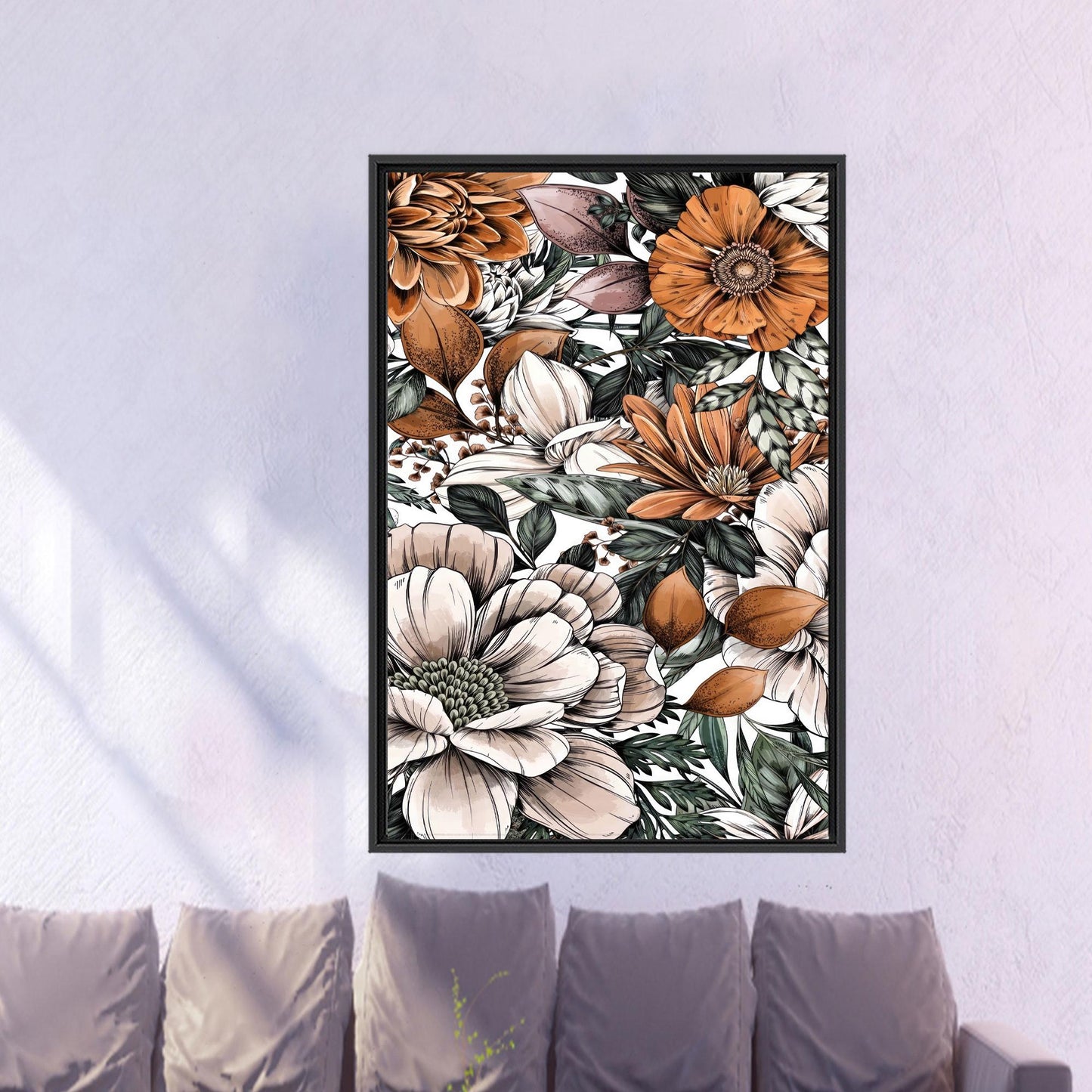 Flowers Pattern Gradient Colors Botanical Canvas Print