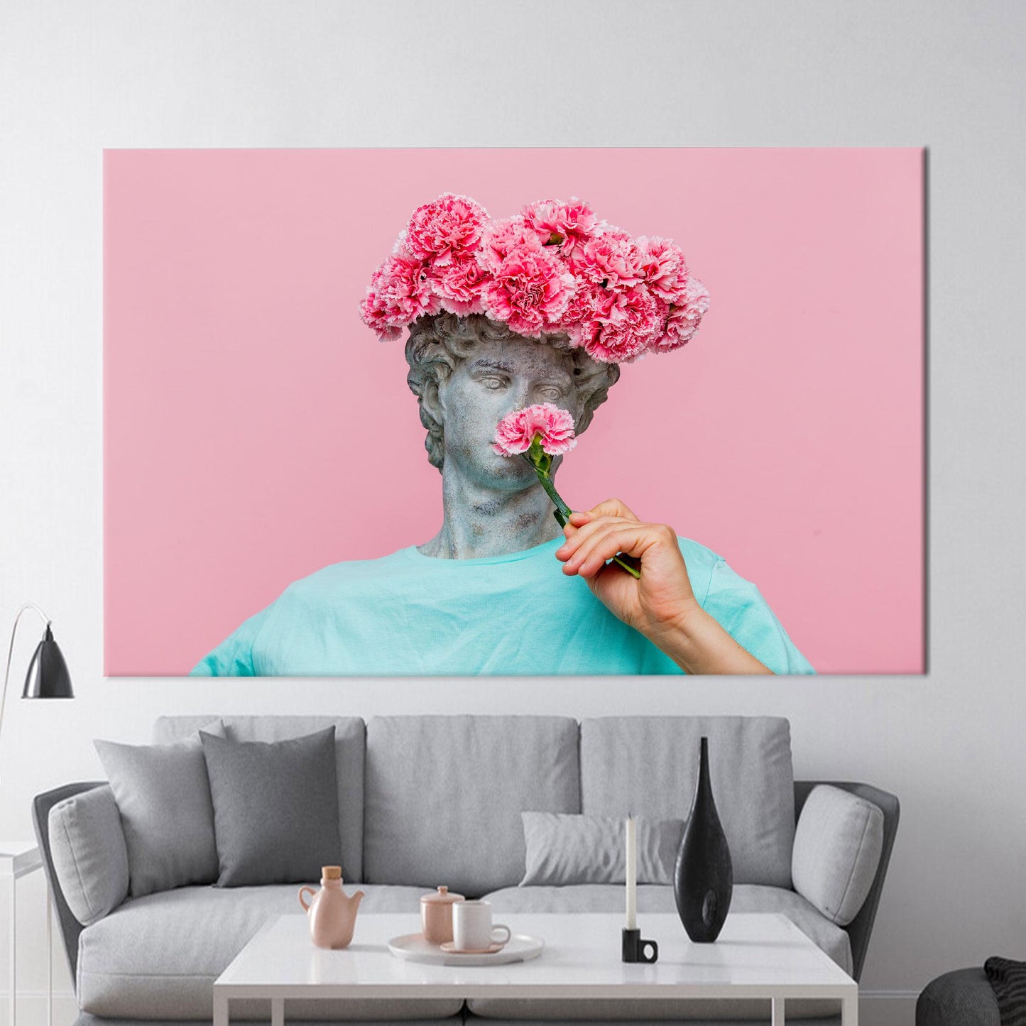 Carnations 3D Antique Bust Floral Canvas Print