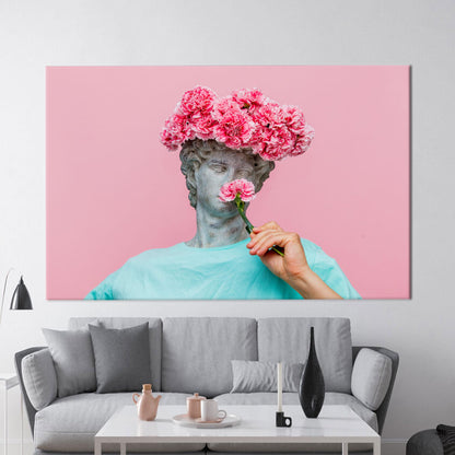 Carnations 3D Antique Bust Floral Canvas Print