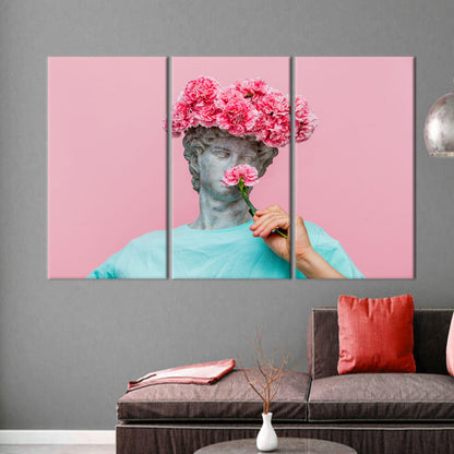 Carnations 3D Antique Bust Floral Canvas Print