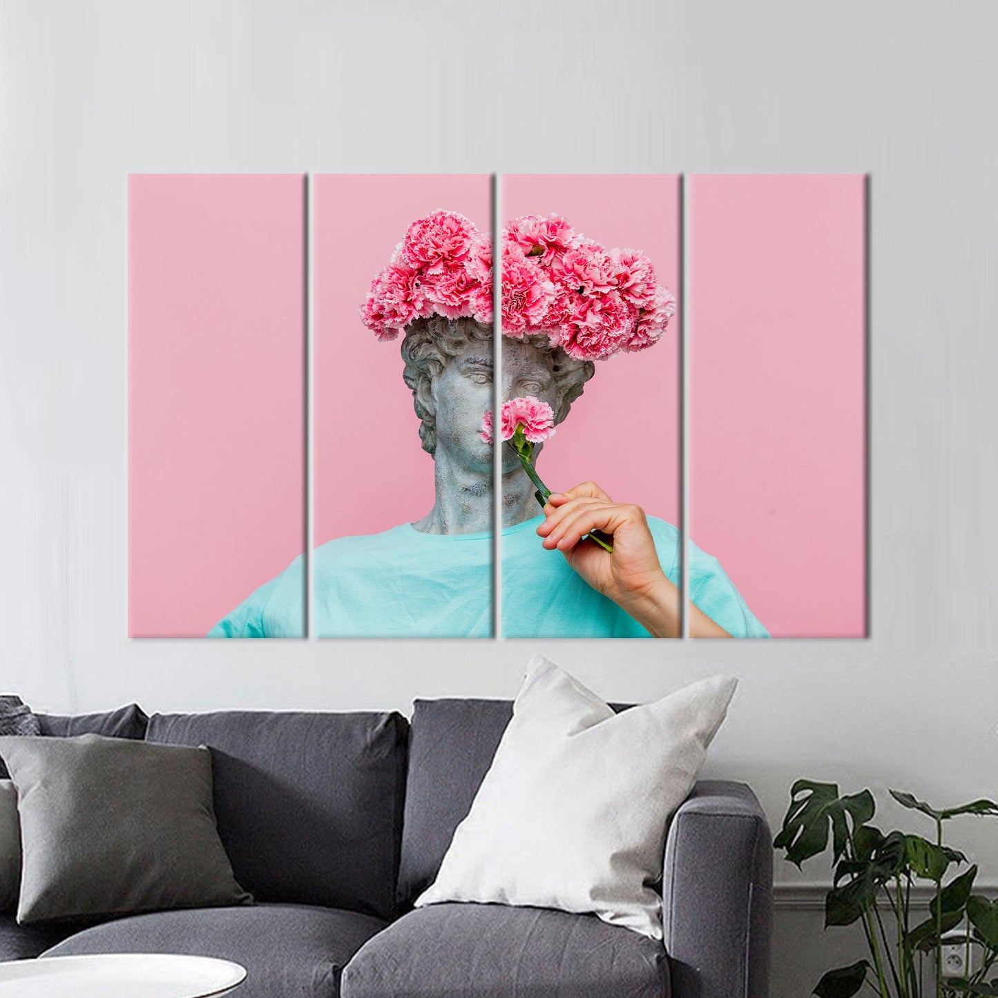 Carnations 3D Antique Bust Floral Canvas Print