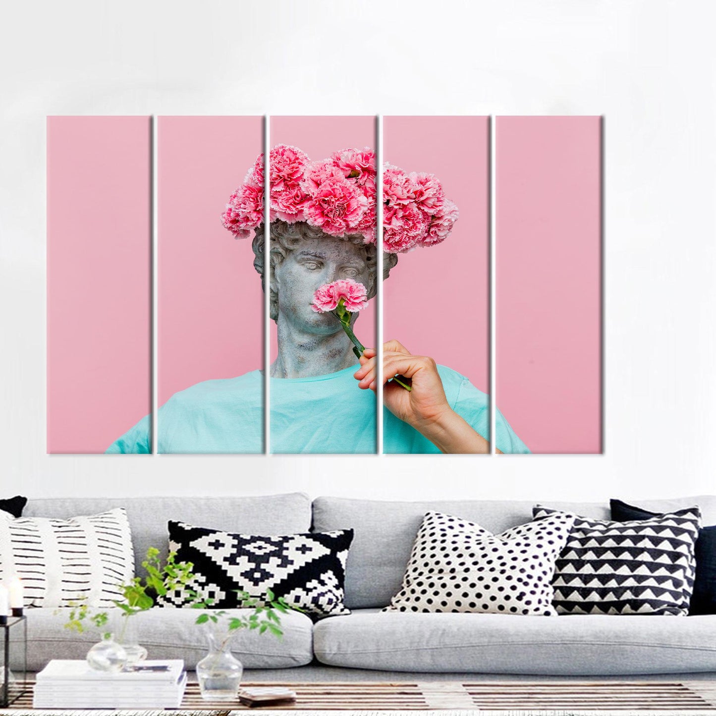 Carnations 3D Antique Bust Floral Canvas Print