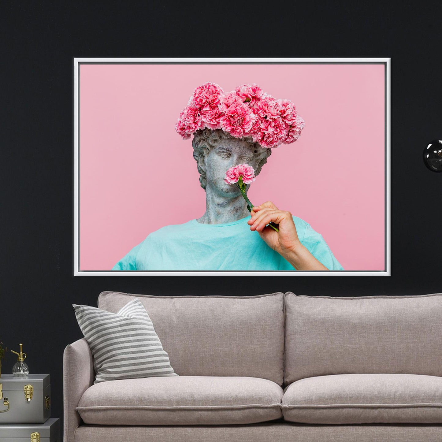 Carnations 3D Antique Bust Floral Canvas Print