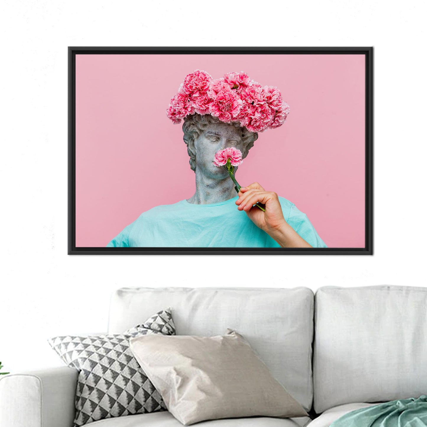 Carnations 3D Antique Bust Floral Canvas Print