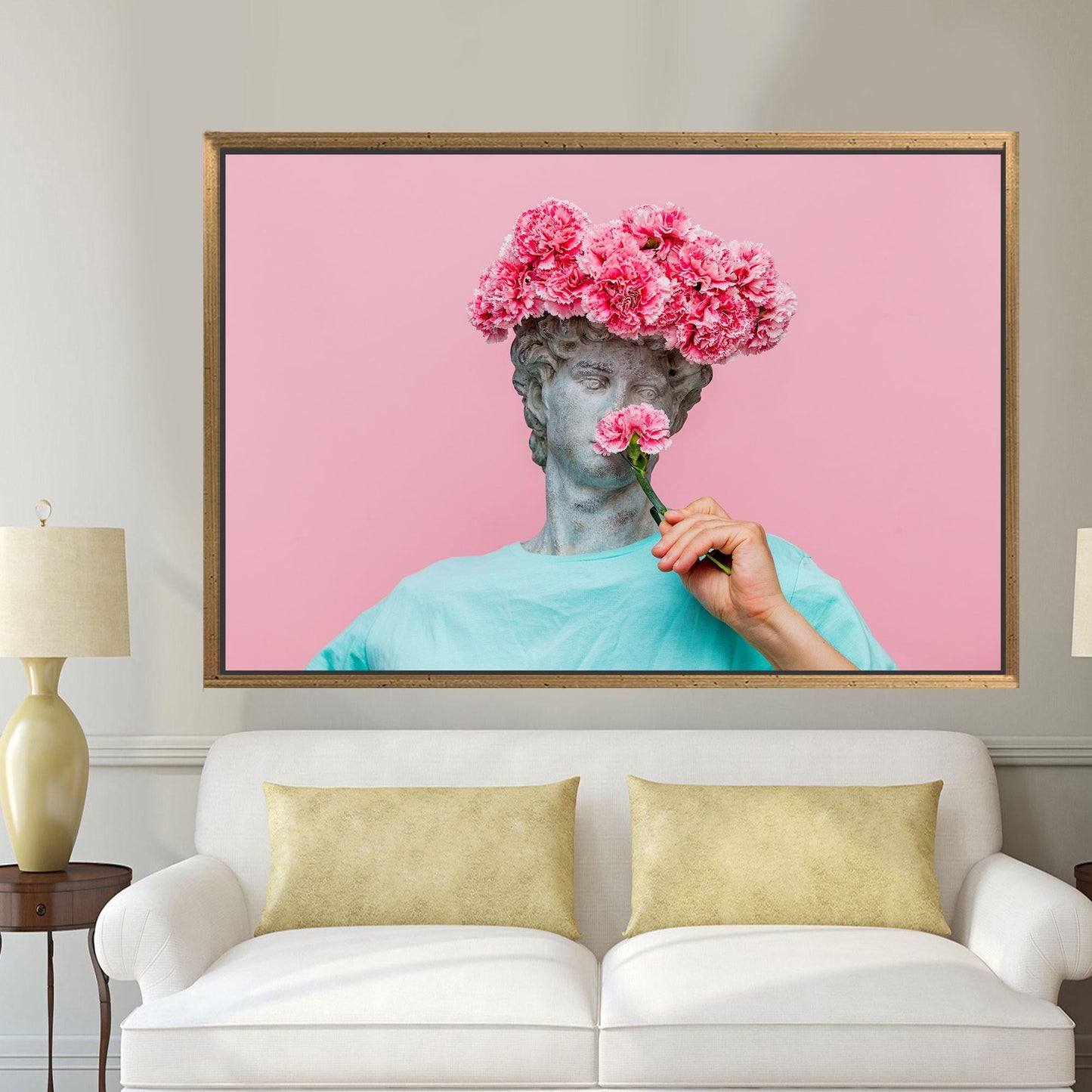 Carnations 3D Antique Bust Floral Canvas Print
