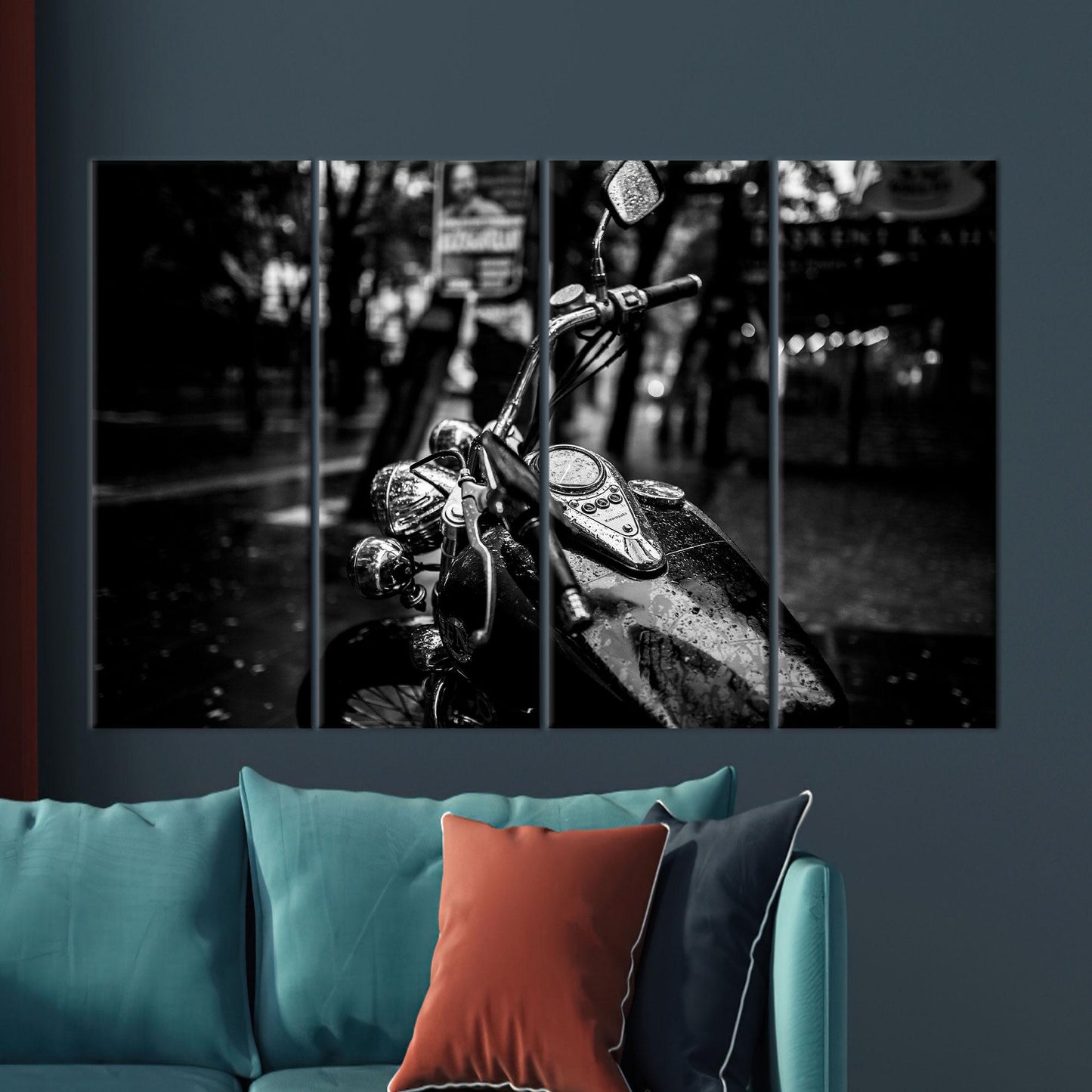 Garage Printed Motorcycle Canvas Gift - Man Cave Decor, Personalized Baby Gift