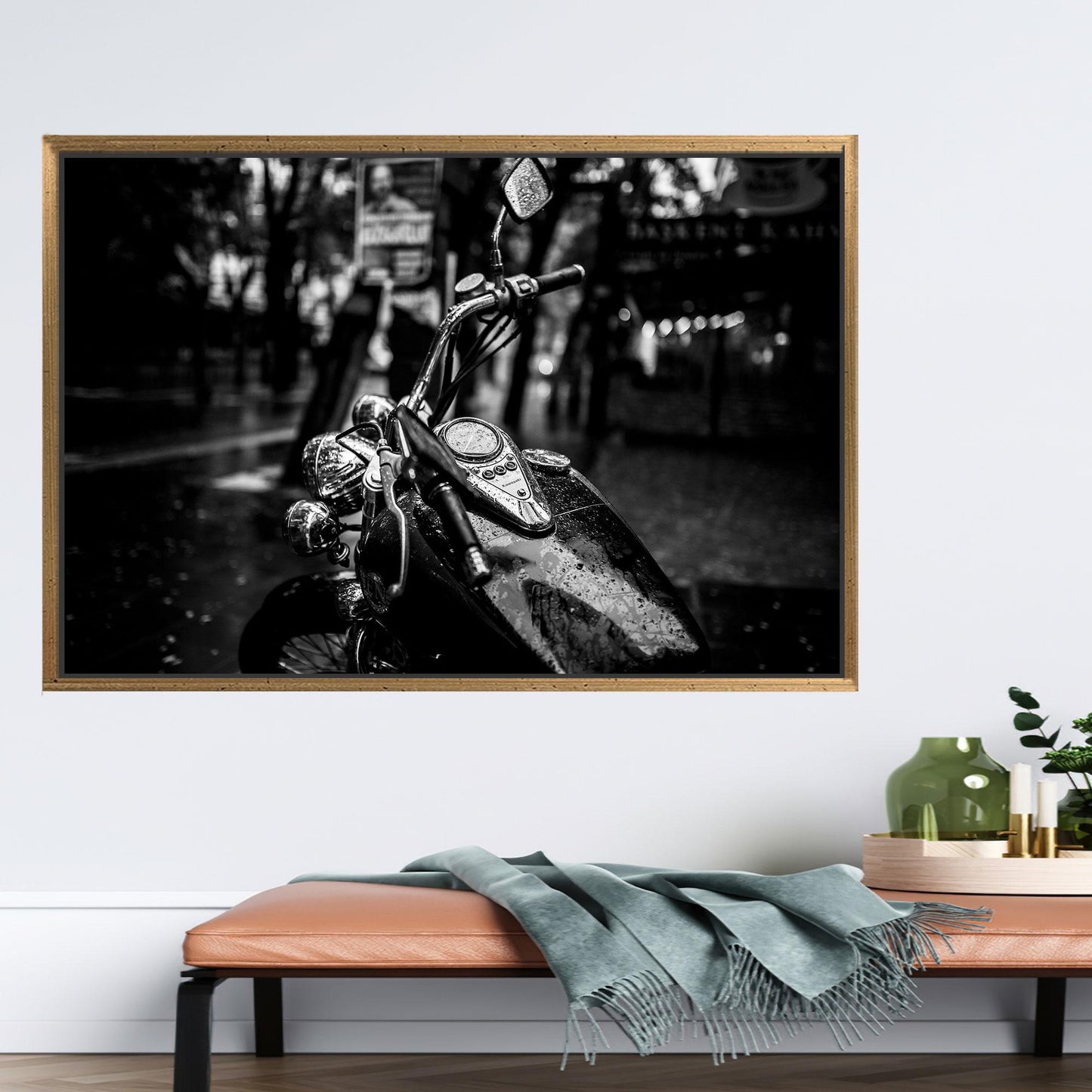 Garage Printed Motorcycle Canvas Gift - Man Cave Decor, Personalized Baby Gift